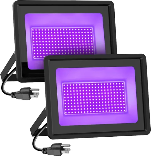 Vista 8 de Luces Negras HWay 200W LED Negras Púrpuras Luz de Inundación con Enchufe (1.8 m de Cable) para Fiesta de Luz Negra, Iluminación de Escenario