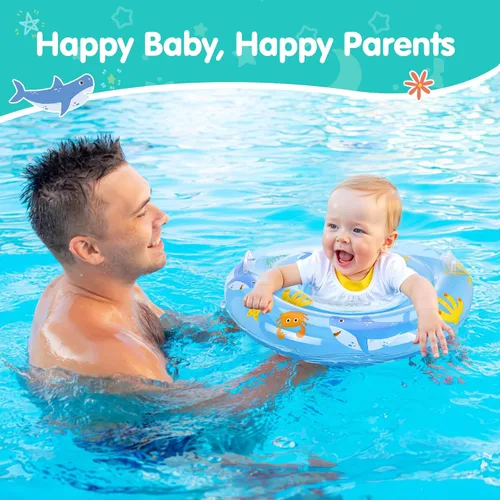 Vista 6 de Zooawa Baby Swimming Floats with Adjustable Seat,PVC Double-Layer Inflatable Baby Infant Pool Floats for Toddlers