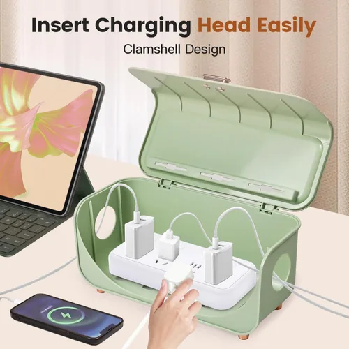 Vista 3 de Caja organizadora de cables/cables, caja de gestión de cables de tamaño mediano para ocultar cables y regletas de alimentación, caja oculta