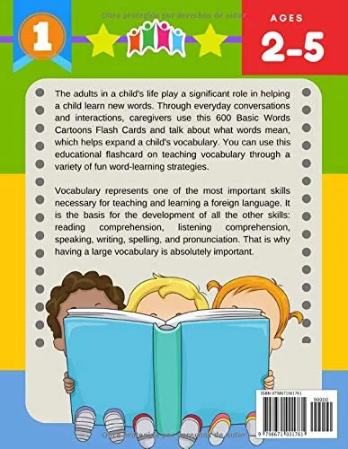 Vista 2 de 600 Tarjetas para Trabajar el Vocabulario Juegos Educativos de Preguntas Montessori para Niños Español Catalán Easy learning basic words cartoon