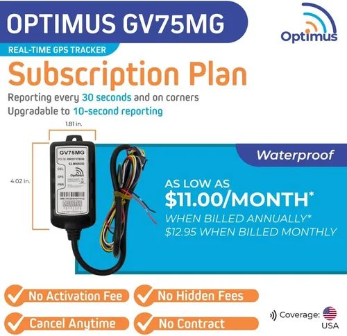 Vista 3 de Optimus GV75MG impermeable con cable GPS Tracker para coches, motocicletas, barcos, maquinaria, activos