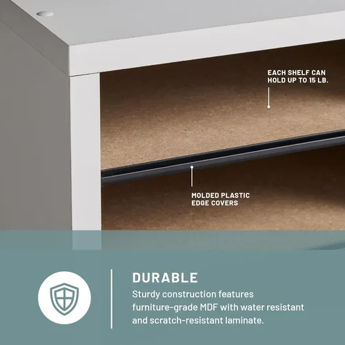 Vista 4 de Organizador para libros, hecho en madera y con compartimentos ajustables. Tamaño mediano., Gris