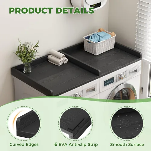 Vista 4 de VOPEAK Encimera para lavadora y secadora, encimera de lavandería, 54" x 27.5" amplia encimera para lavadora y secadora, cubierta de madera