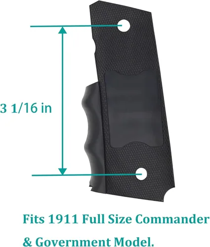 Vista 2 de 1911 Grips - Empuñaduras de goma para 1911 de tamaño completo Commander y Government Model, color negro (paquete de 2)