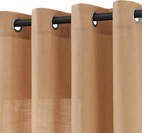 Vista 57 de Cortinas de lino verde aguamarina de 84 pulgadas de largo, 2 paneles para sala de estar y dormitorio, cortinas transparentes de filtrado de luz