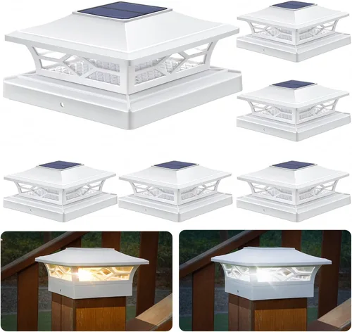 Vista 9 de APONUO Luces solares para punta de poste, paquete de 12, 2 modos, luces solares para postes de valla, IP65 impermeables, encendido/apagado