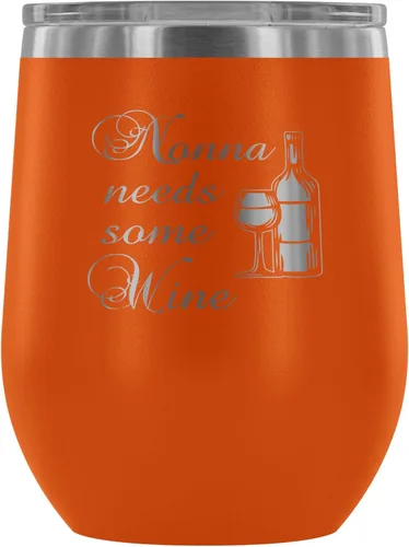 Vista 3 de Nonna Needs Some Wine - Vaso de vino aislado con tapa, vaso de vino de acero inoxidable sin tallo de 12 onzas, taza de viaje aislada al vacío