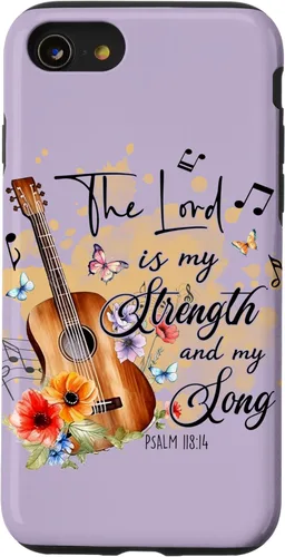 Vista 8 de iPhone 12 mini El Señor es mi fuerza Wildflower Religious Faith On Purple Case