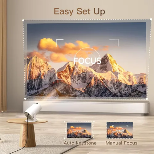Vista 5 de [Aplicaciones integradas y actualizadas en 2025] Mini proyector con Wi-Fi 6 y Bluetooth 5.4, soporte 1080P 4K Full HD, Auto Keystone 360° Proyector