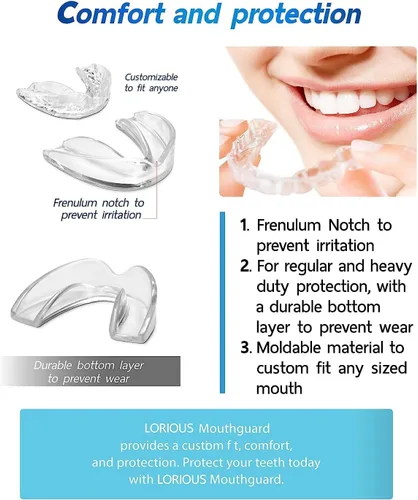 Vista 4 de Protector bucal, talla única, juego de 6 unidades, sin BPA, moldeable, personalizable y recortable, de grado médico, para rechinar los dientes