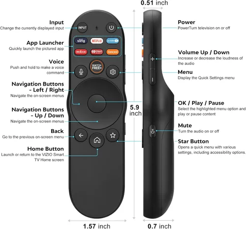 Vista 7 de Reemplazo para VIZIO-Smart-TV-Remote - XRT270 Control de voz universal para VIZIO SmartCast D/P/M/V-Series FHD 4K Quantum Pro TVs
