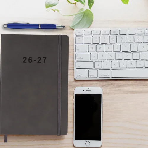 Vista 8 de 26-27 Academic Planner - Weekly and Monthly Planner, Jul 2026 - Jun 2027, Holidays, Contacts and Notes Pages, Vegan Leather Cover, Elastic Closure