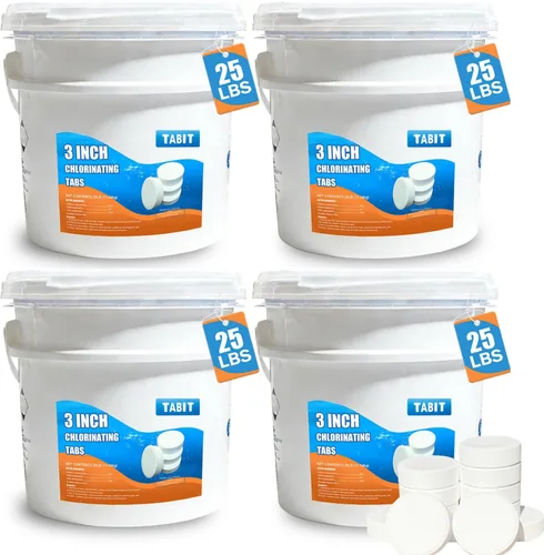 Vista 15 de Pastillas de cloro de 3 pulgadas y 5 libras, TABIT - Pastillas de cloración de larga duración para piscina, de disolución lenta, Tri-Cloro