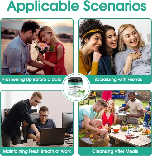 Vista 9 de Tabletas de pasta de dientes para reparación de esmalte y blanqueamiento 150 tabletas sin flúor de nano hidroxiapatita con menta natural