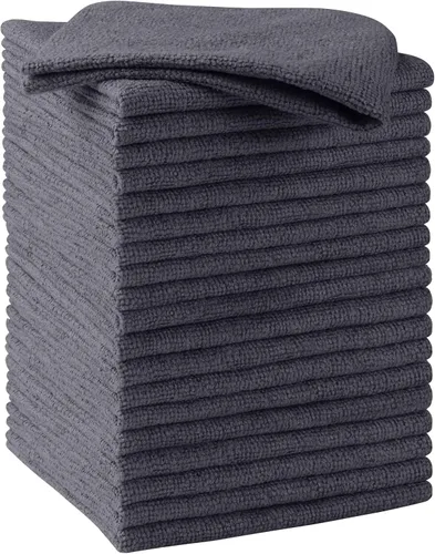 Vista 22 de HOMEXCEL Paños de limpieza de microfibra negros, paquete de 10 toallas de microfibra para automóviles, trapos de limpieza sin pelusa y arañazos