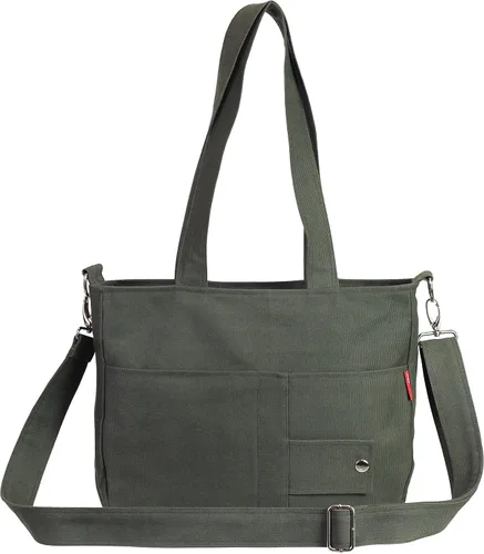 Canvas Shoulder Bag Crossbody Detachable Strap Messenger Bag Travel Multi Pockets Tote Eco Cotton Diaper Bag Grocery Casual Bag Minimalist