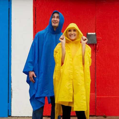 Vista 5 de totes Poncho de lluvia unisex, ligero, reutilizable y plegable para la lluvia sobre la marcha, Azul Marino, talla única