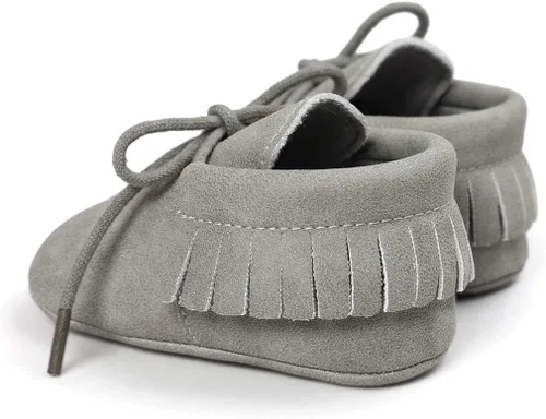 Vista 5 de Mocasines para bebés y niñas, zapatos para bebés, suela suave, borlas y mocasines antideslizantes para cuna