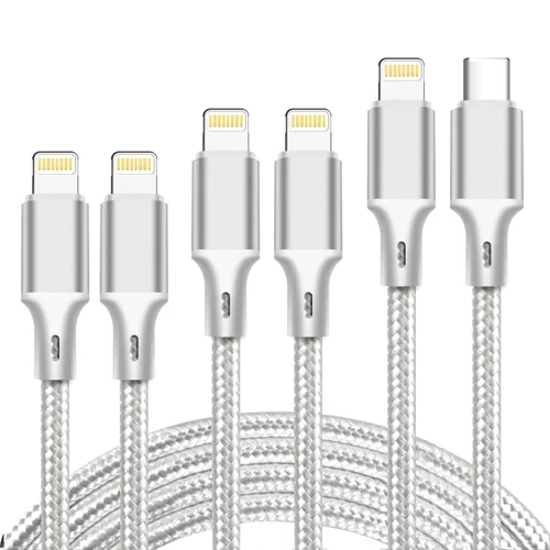 Vista 18 de cugunu Cargador para iPhone, 5 unidades de 3/3/6/6/10 pies, con certificación MFi de Apple, cable Lightning USB de nailon trenzado, cable de carga
