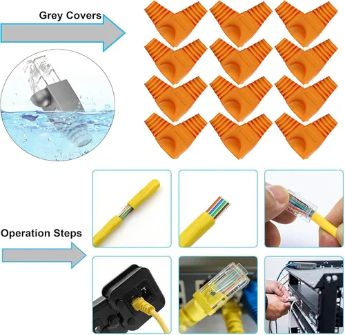 Vista 5 de LEATBUY Crimper Ethernet Kit CAT5 CAT6 Crimping Tool RJ45 Crimp Set for RJ11 RJ12 for Pass Through with 50PC Connector 50PC Cover Ethernet Network