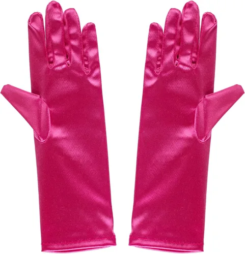 Vista 3 de Guantes de princesa para niñas pequeñas (longitud de codo largo de color sólido) para cumpleaños, boda, vacaciones, fiesta de disfraces