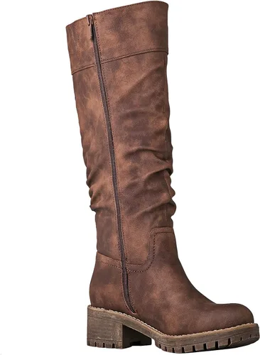 Vista 3 de GLOBALWIN Botas de tacón bajo grueso para mujer, botas altas hasta la rodilla para mujer