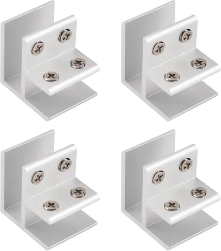 Vista 8 de INCREWAY Abrazadera de vidrio, paquete de 4 soportes ajustables de aleación de aluminio de doble cara para estante de vidrio, soporte de abrazadera
