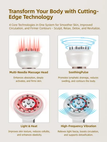 Vista 4 de DiDEER Masajeador de drenaje linfático y herramienta de masaje anticelulitis, reduce las estrías y la celulitis, para piernas, brazos y vientre