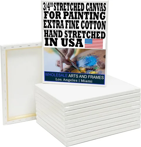 Vista 11 de Lienzo estirado para pintar de 4 x 4, paquete de 2, 3/4 pulgadas, 10 onzas, paquete de valor de lienzo de 4 x 4. Lienzo grande de algodón estirado