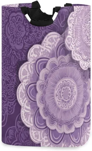 Vista 10 de Nander Cesta de lavandería de tela Oxford con diseño de conejo, con asas circulares de aluminio, interior impermeable