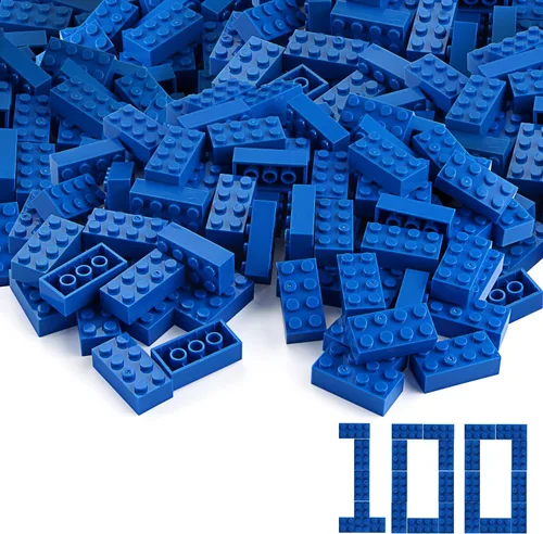 Vista 20 de Feleph 100 piezas 2 x 4 Ladrillos Piezas Negras Partes Clásico Juego Creativo Bloques de Construcción Juego de Partes Accesorios de Juguete