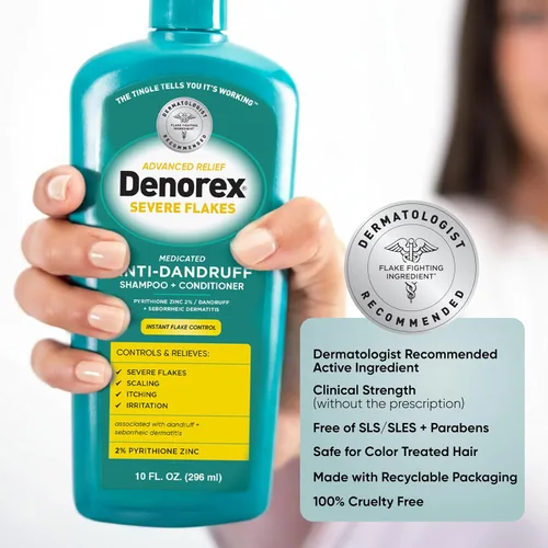 Vista 6 de Denorex Advanced Relief Severe Flakes Champú y acondicionador 2 en 1 2 en 1 2% piritiona zinc Alivio severo de la caspa y el cuero cabelludo 2