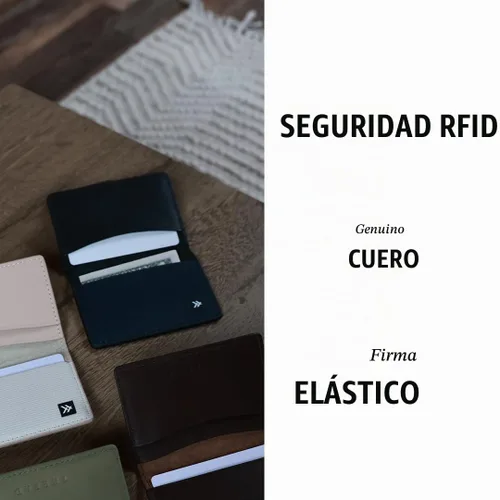 Vista 2 de Thread Wallets Cartera Bifold Delgada con Bloqueo RFID con Protección de Tarjetas, Negro, Talla única, Minimalista