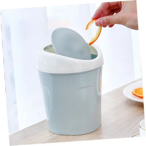 Vista 8 de Bote de basura de plástico para mostrador, mini botes de basura con tapa con tapa, papeleras de plástico abatibles, papelera de escritorio, papelera