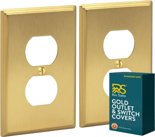 Vista 25 de Rio Salto BRASS Deco Collection - Placa de pared ciega de metal dorado de tamaño estándar, cubierta de salida resistente a la corrosión