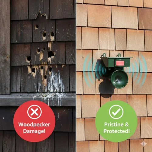 Vista 3 de Dispositivos repelentes de pájaros ultrasónicos solares 2026 para exteriores, disuasorio solar para pájaros carpinteros para casa, impermeable