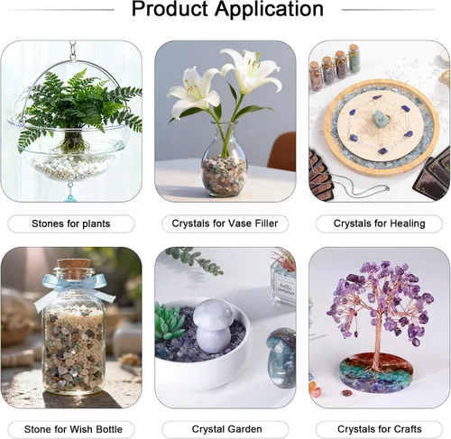 Vista 3 de SUNYIK Piedras de cuarzo de aventurina verde astilladas, piezas de cristal trituradas de forma irregular 1 libra (alrededor de 460 gramos)