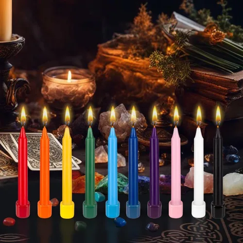 Vista 6 de MEGA CANDLES 20 piezas de velas cónicas sin perfume negras exquisitas, 10.2 cm de alto x 1.3 cm de diámetro, Campanas mágicas, Encantamiento