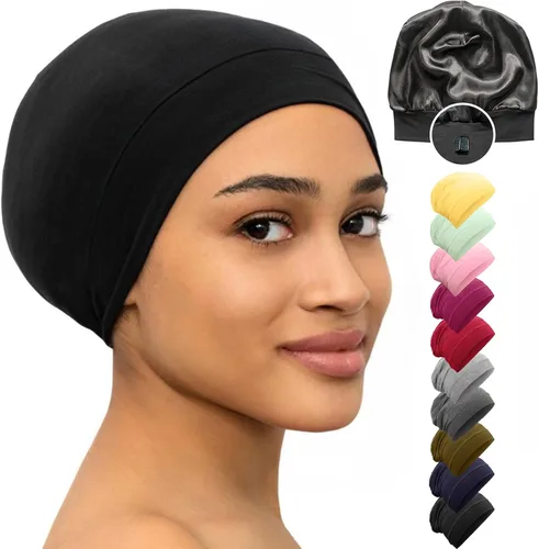 CAPLORD Gorro de satén para dormir, envoltura de pelo rizado para hombres, gorros de seda ajustables para mujeres, gorro de seda para el cabello