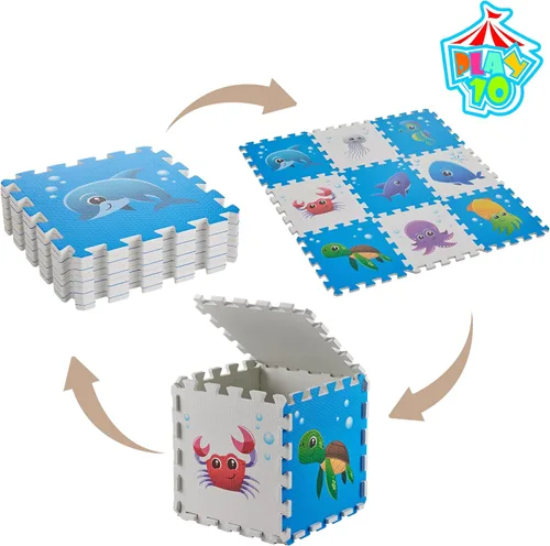Vista 7 de Tapete de juego de rompecabezas, baldosas de espuma, tapete de rompecabezas de espuma para niños, tapete de juego de piso de bebé, 34 x 34 pulgadas