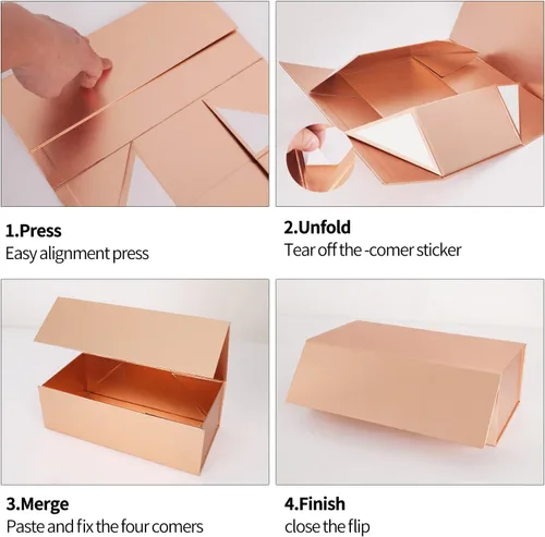 Vista 3 de Caja de regalo de 10 x 6 x 3 pulgadas con tapa de cierre magnético, caja de regalo para regalos, cajas de regalo de dama de honor, bonita caja