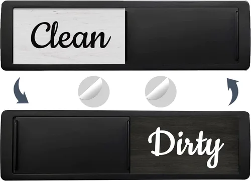 Vista 7 de Oxepleus - Imán para lavavajillas con texto "Clean/Dirty" (Limpio/Sucio), diseño rústico de madera de granja en blanco y negro, magnético que