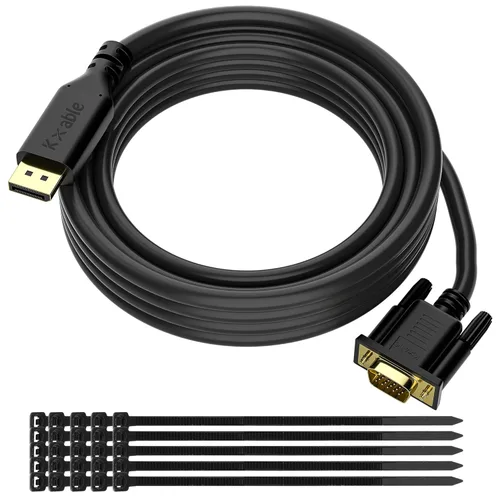 Cable DisplayPort a VGA de 25 pies, cable adaptador DP a VGA, puerto de pantalla a VGA macho a macho, cable convertidor chapado en oro, 1080P @60Hz,