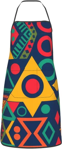 Vista 2 de Geometric patterns Chef Apron for Men and Women - Waterproof Kitchen Chef Apron with Pockets, Perfect for Cooking, Salon & More
