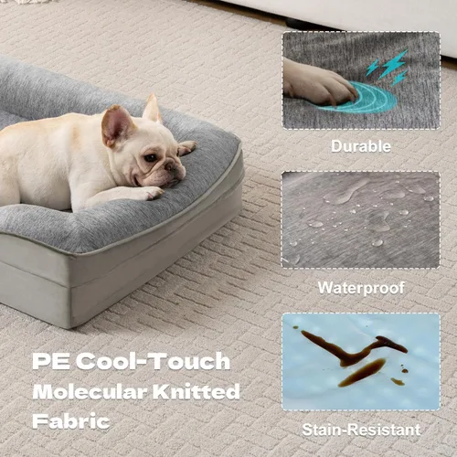 Vista 4 de Tailwaggz Cama refrescante para mascotas para perros y gatos medianos, sofá cama ortopédica impermeable para perros, sofá cama de espuma de apoyo