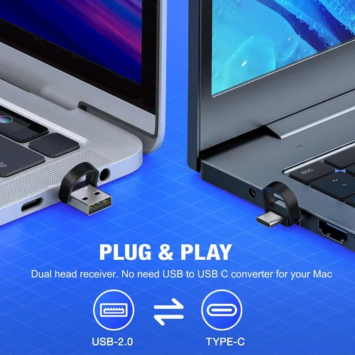 Vista 2 de Presentador inalámbrico USB tipo C con láser, control remoto de presentación, anillo para el dedo, clicker de PowerPoint, avance de diapositivas