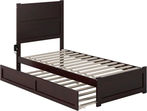 Vista 4 de AFI NoHo - Cama de plataforma de tamaño individual con estribo y cama corrediza individual en espresso
