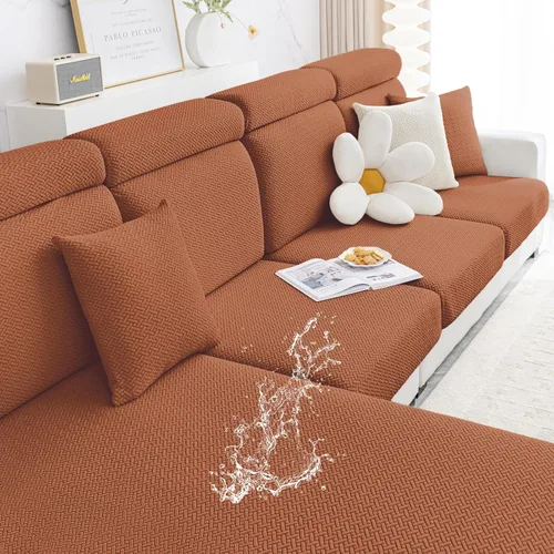 Vista 12 de Smiry - Fundas impermeables para cojines de sofá, fundas de cojín de sofá de jacquard elásticas y gruesas, protector de muebles elástico lavable