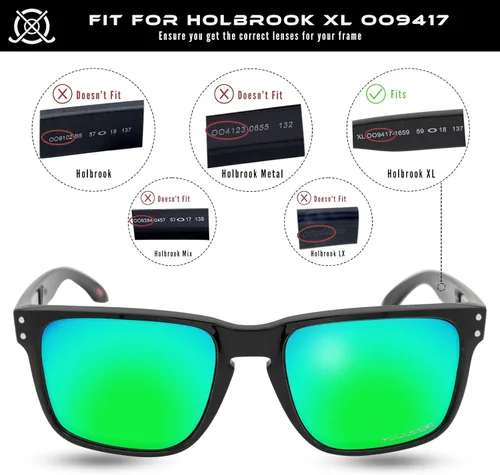 Vista 2 de SOLODAD Lentes de repuesto para gafas de sol Oakley Holbrook XL OO9417 polarizadas-verde esmeralda Verde esmeralda - Polarizado