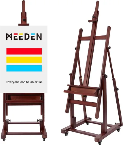 MEEDEN Caballete de pintura extra grande: caballete de arte resistente de Nogal profundo